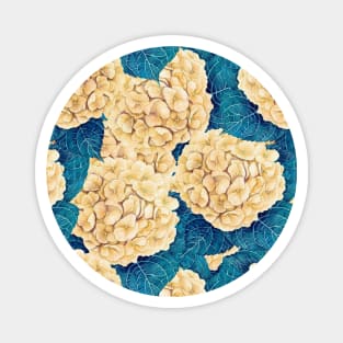 Hydrangea watercolor pattern, yellow and blue Magnet